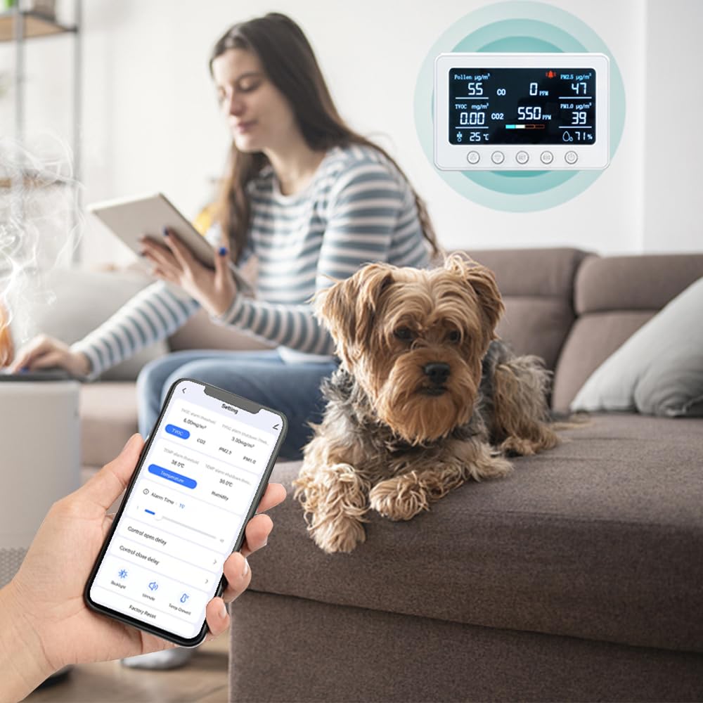 Amazon.co.jp: 2.4GHz WiFi 空気品質モニター 8-in-1 CO2/CO/PM2.5/PM1