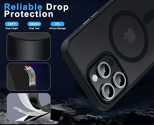 Miniatura 6 de Funda magnética para iPhone 13 Pro Max, probada en caídas de grado militar, compatible con MagSafe, funda protectora delgada translúcida mate, color