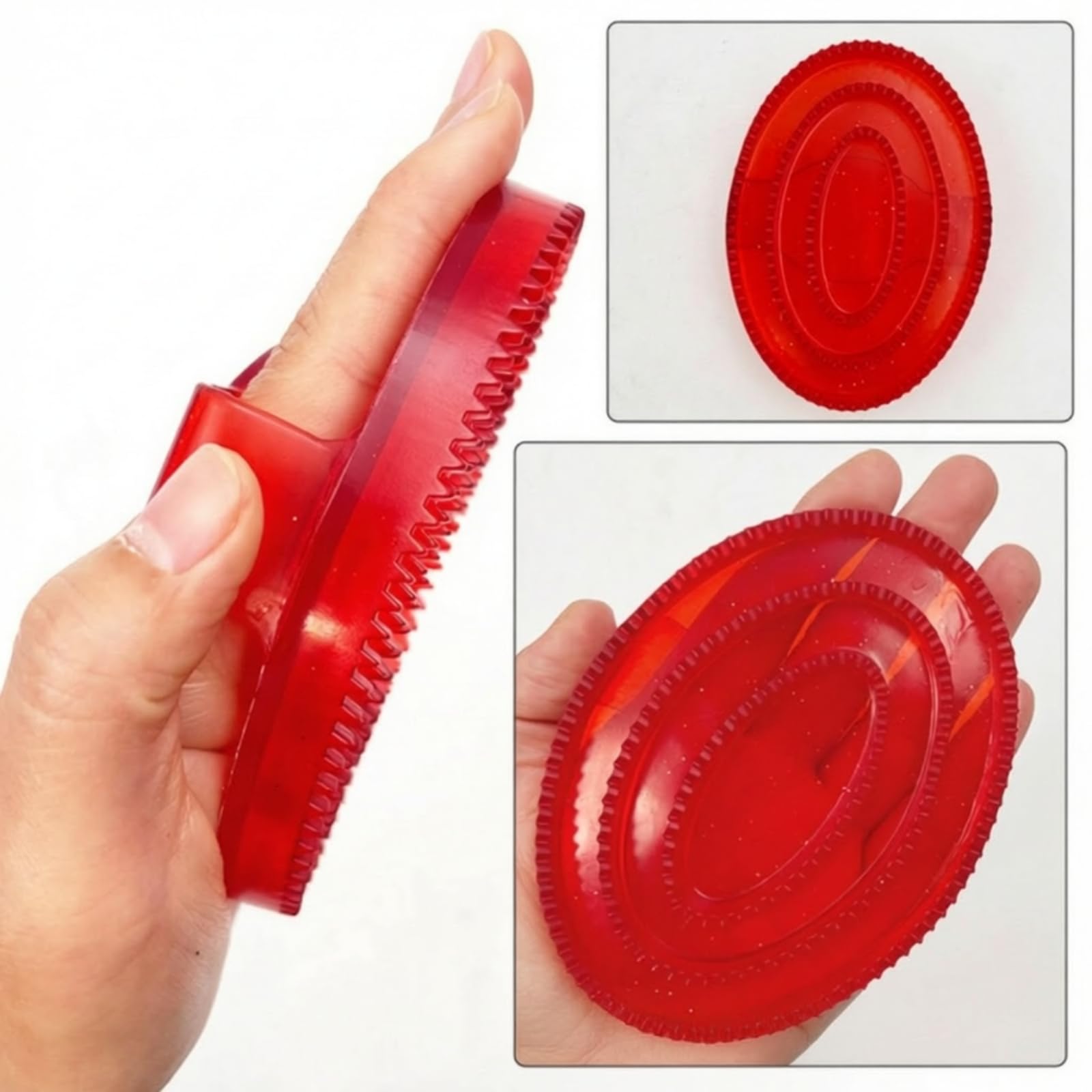 Juego Cepillos para Caballo Práctico | Resistente, Ligero, Cepillo Masaje Ovalado, para Hípica, Jinetes