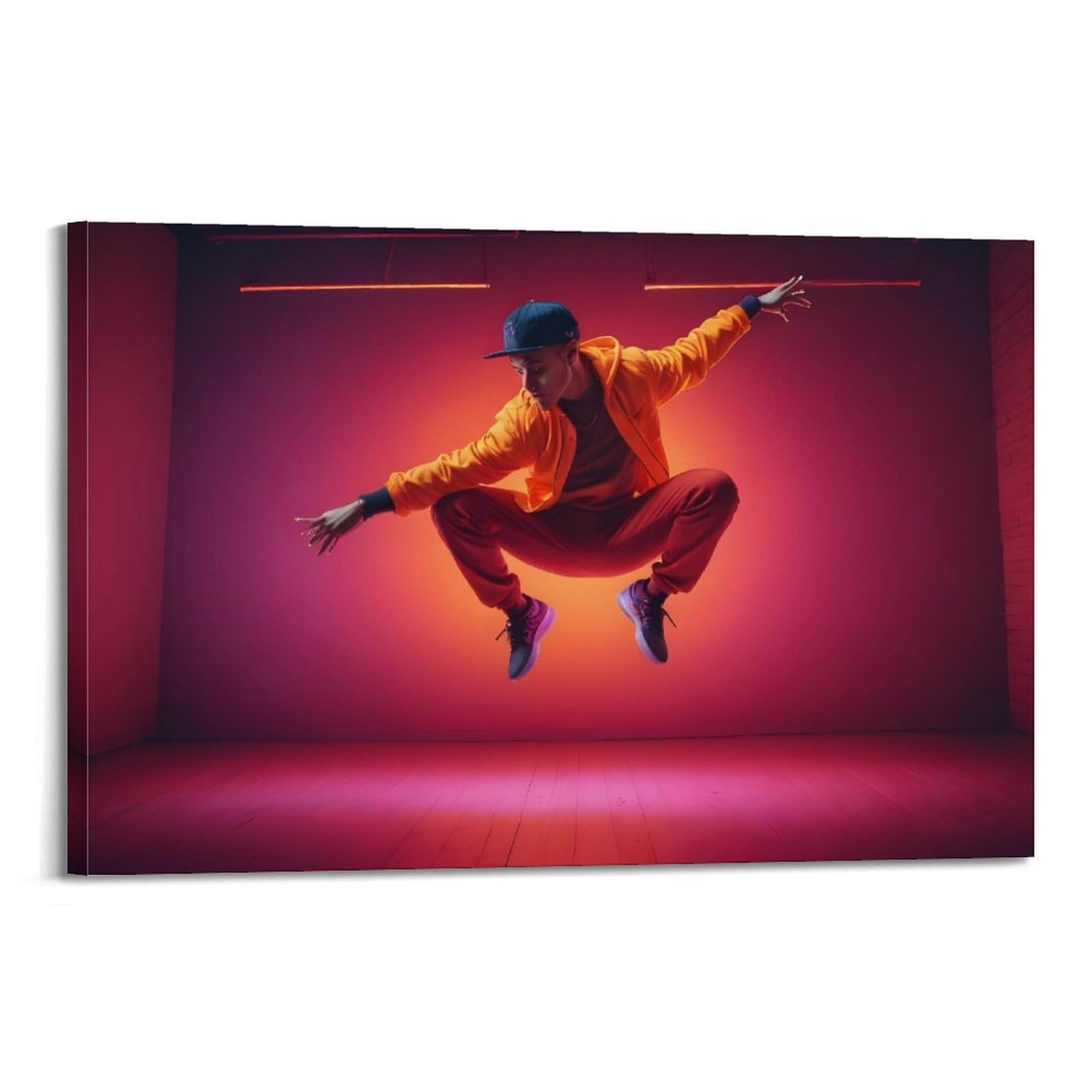 Poster da parete con stampa artistica su tela, motivo: ballerino hip hop B-boy, hip hop, decorazione moderna per camera da letto, 50 x 75 cm