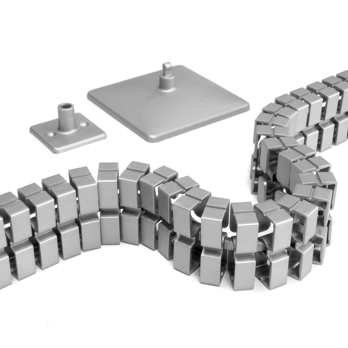 EISNHAUER ® Kabelkette Slim für saubere Verkabelung an höhenverstellbaren Schreibtischen, 131 cm lang (Silber)