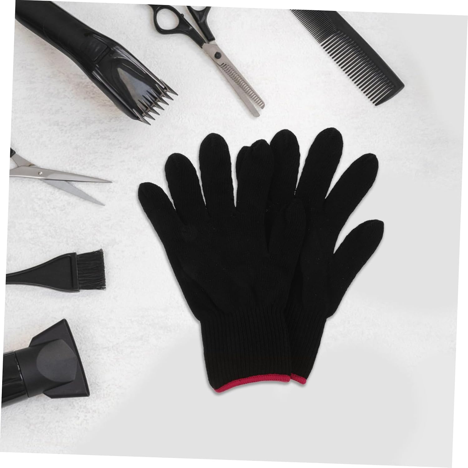 VALICLUD Heat Resistant Gloves for Curling Wand Flat Iron Heat Blocking Mitts for Hair Styling Left and Right Hands