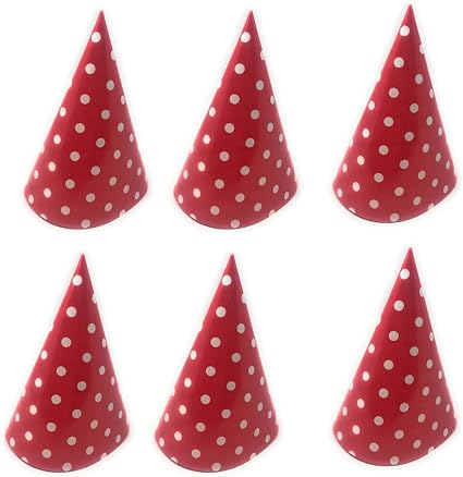 Vetrineinrete® Cappellino di Carta 12 Pezzi per Feste Cappello a Cono Rosso  con Pois per Compleanno Party Bambini : Amazon.it: Casa e cucina