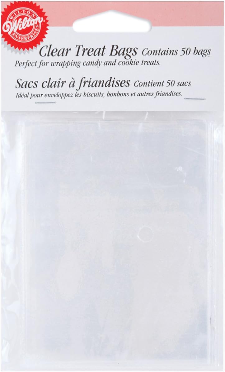Wilton Plastic Treat Bags, Clear, 50-Pack, 3 x 4-inch