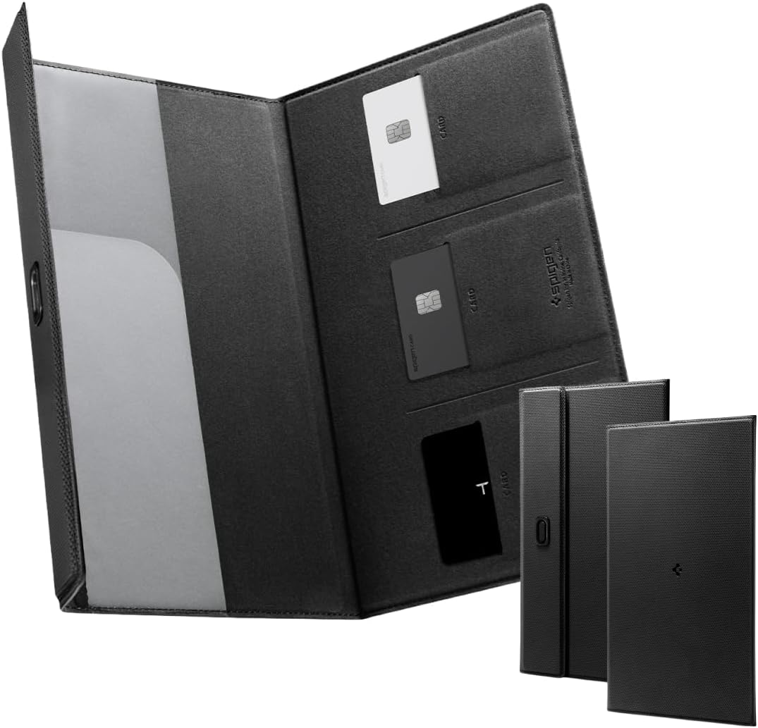 Spigen Hyper-Slim Car Registration and Insurance Card Holder for All Cars [Tesla Model Y Juniper (2025/26) & 3/Y/S/X/Cybertruck] Store Card Keys, ID License Holder, Essential Documents - Black