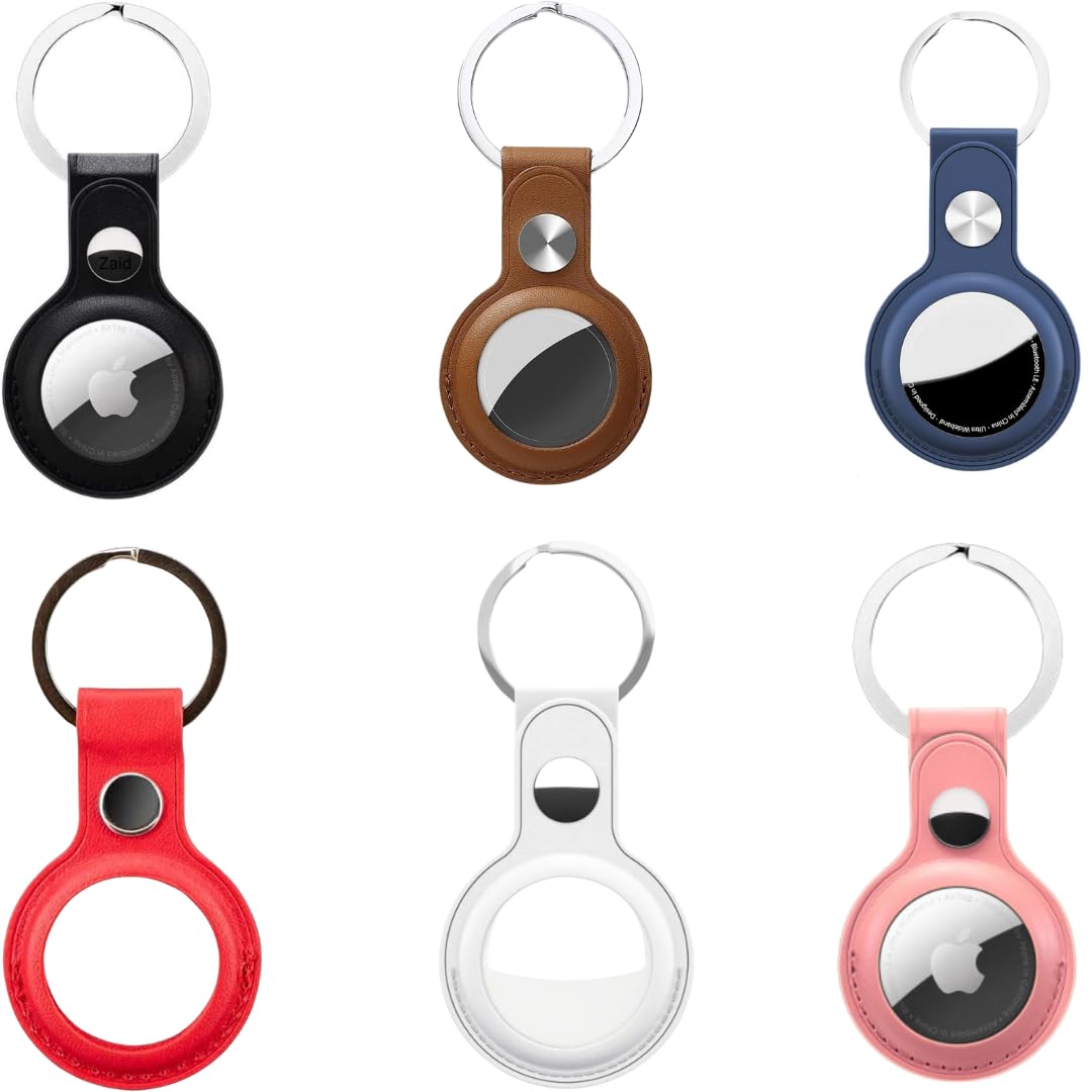 Leather AirTag Keyring Case For Apple Airtag Holder Protective Leather Case Tracker Cover with Holder Airtag Key Ring Compatible with Apple New AirTag Dog Collar — view 9