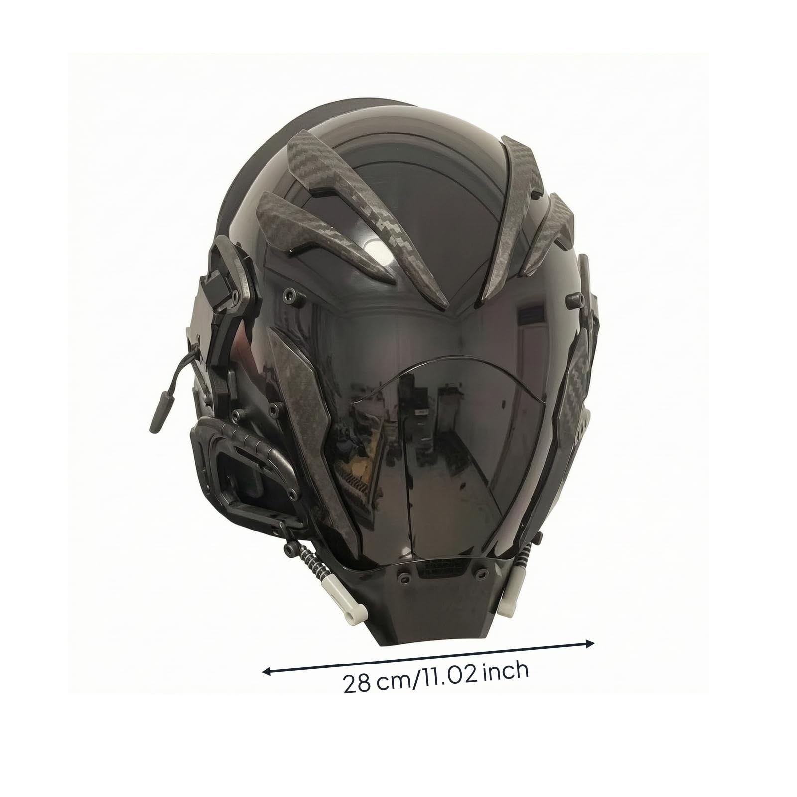 Amagogo Copricapo per Travestimento con Visiera Opaca E Dettagli Geometrici Meccanici in Pc Adatto per Eventi Cosplay Halloween E Convenzione Fantascienza, Versione Strisce, Taglia Unica