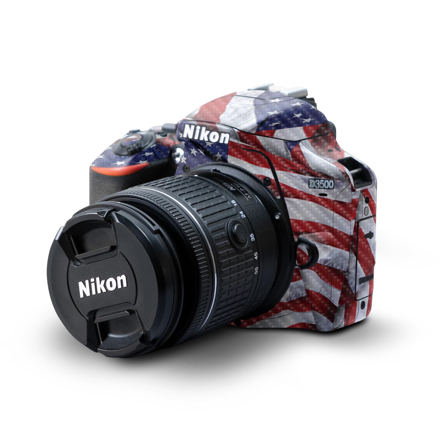 Carbon Fiber Skin Compatible with Nikon D3500 Camera - Patriot - Premium 3M Vinyl Protective Wrap Decal Cover - Easy to Apply | Crafted in The USA by MightySkins