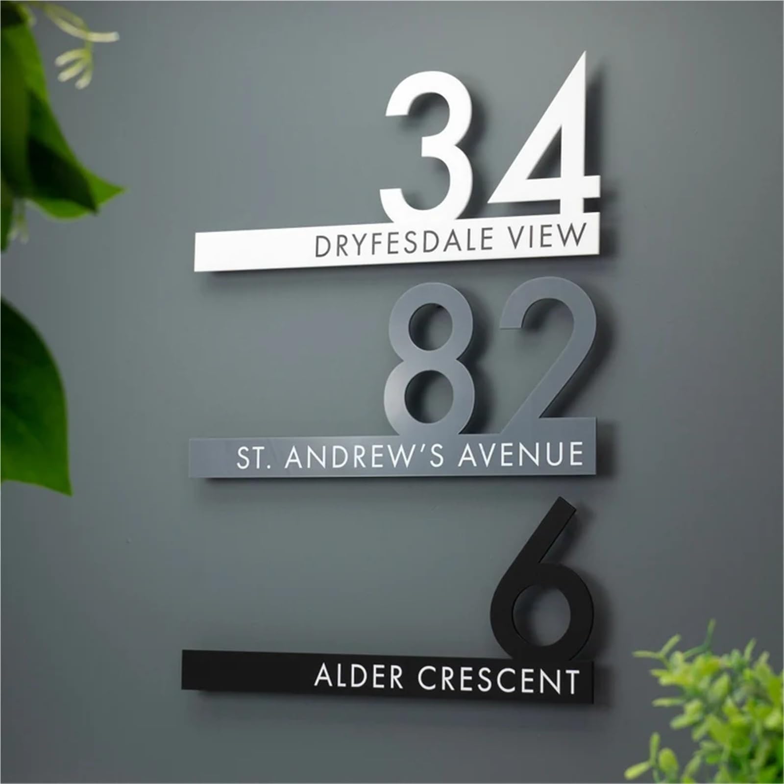 Números para Casa Exterior Personalizado - Letrero de Puerta de Acrílico Grabado en 3D Personalizado, 5 Tamaños y 3 Opciones de Color para Placa de Número de Casa y Dirección(Negro)