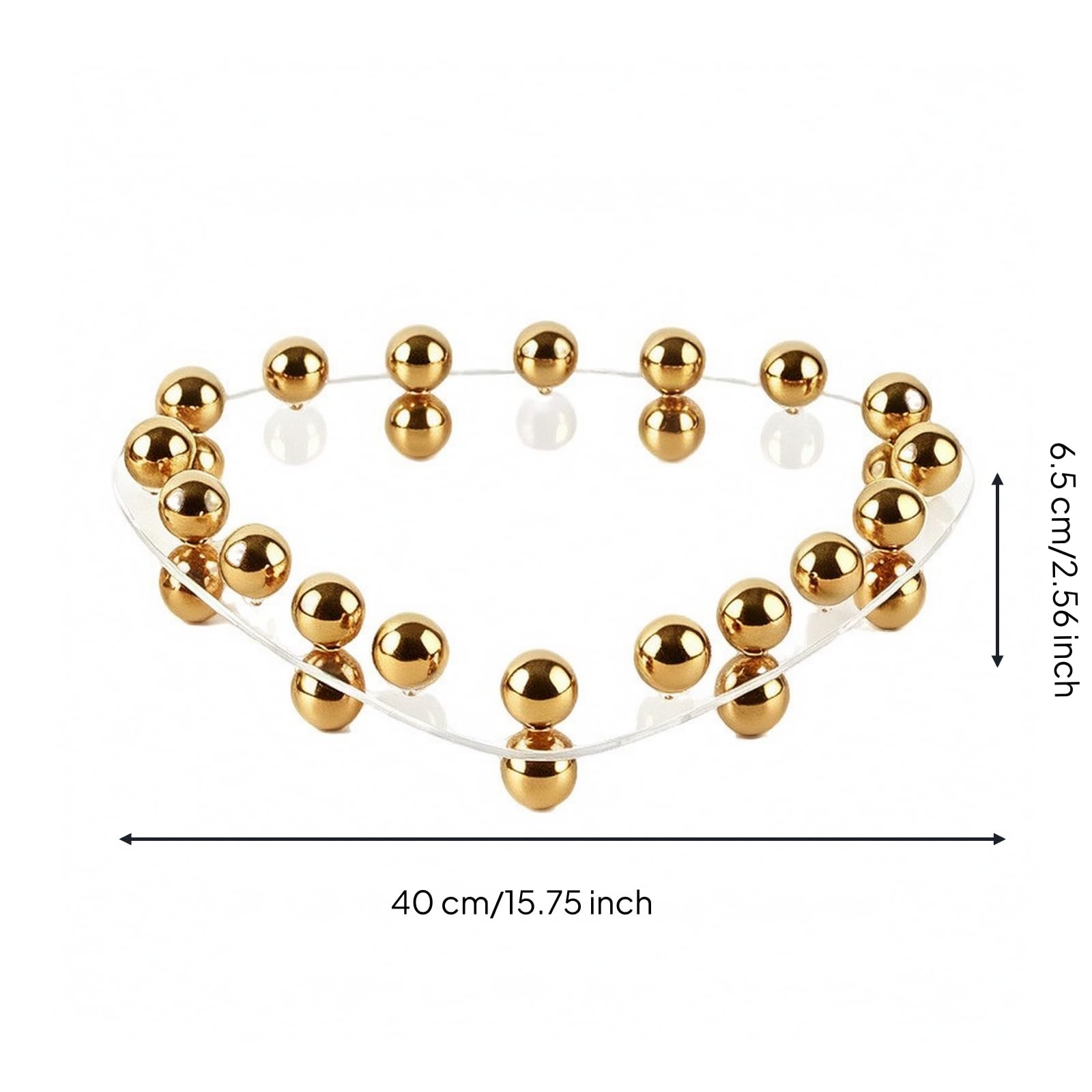 MagiDeal Vassoio Triangolare Elegante Geometrico, Vassoio Trasparente con Sfere Dorate, per Toeletta, Grande