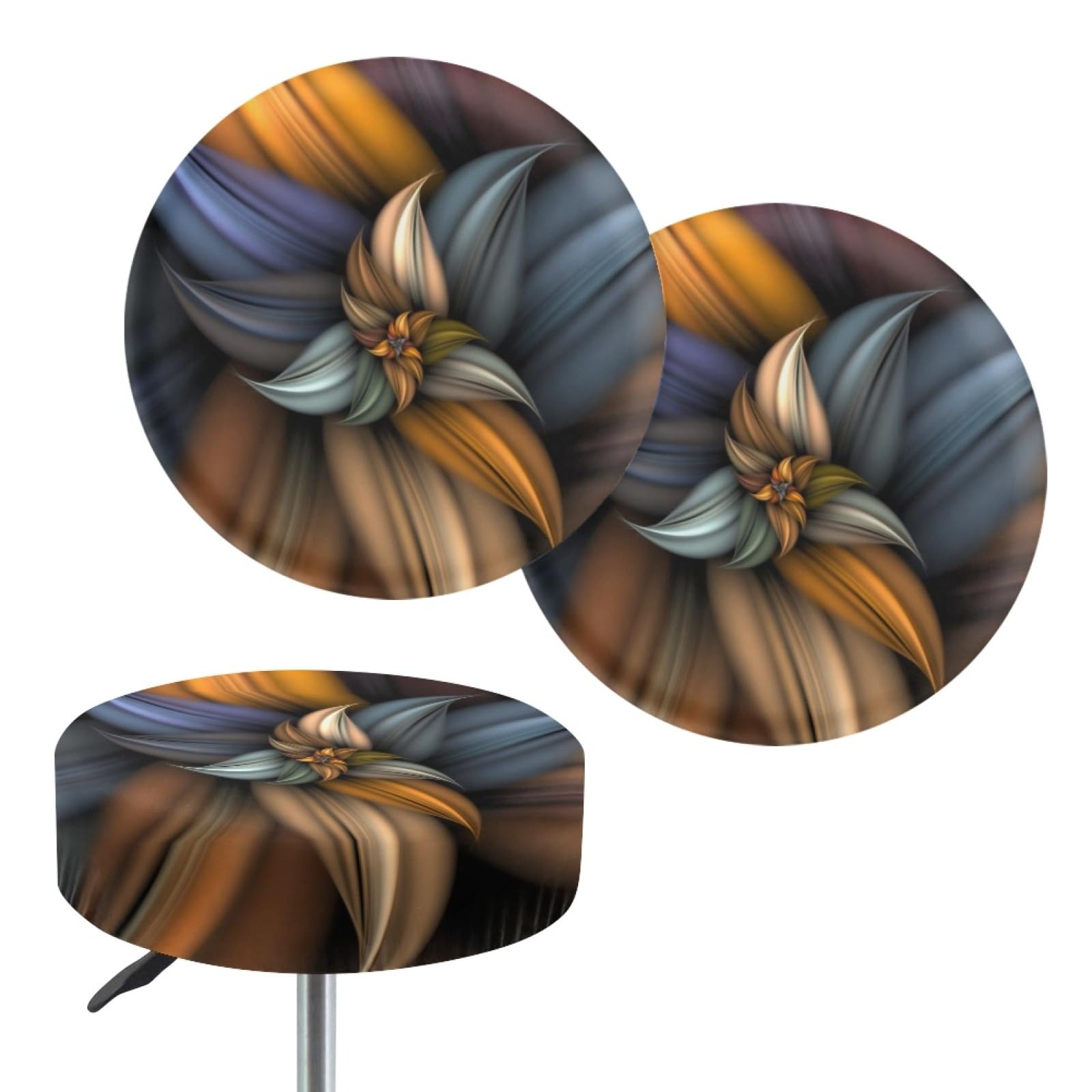 Wanyint 3D Retro Floral Print Seat Cushion for Round Bar Stool-2 Pack Fashion Non-Slip Bar Stool Cushion Padded-Vanity Seat Stoop Slipcovers - Image 2
