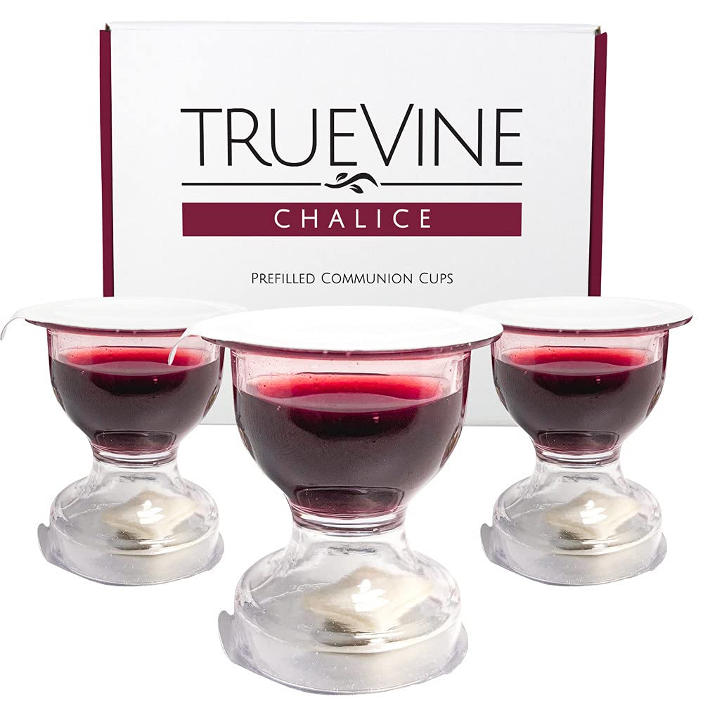 TrueVine Chalice Communion Cups and Wafer Set - Prefilled Cups with Fresh White Bread & Grape Juice - Carefully Packaged & Easy to Open Elements for your Church Services, Fits in Trays (1000 Count)