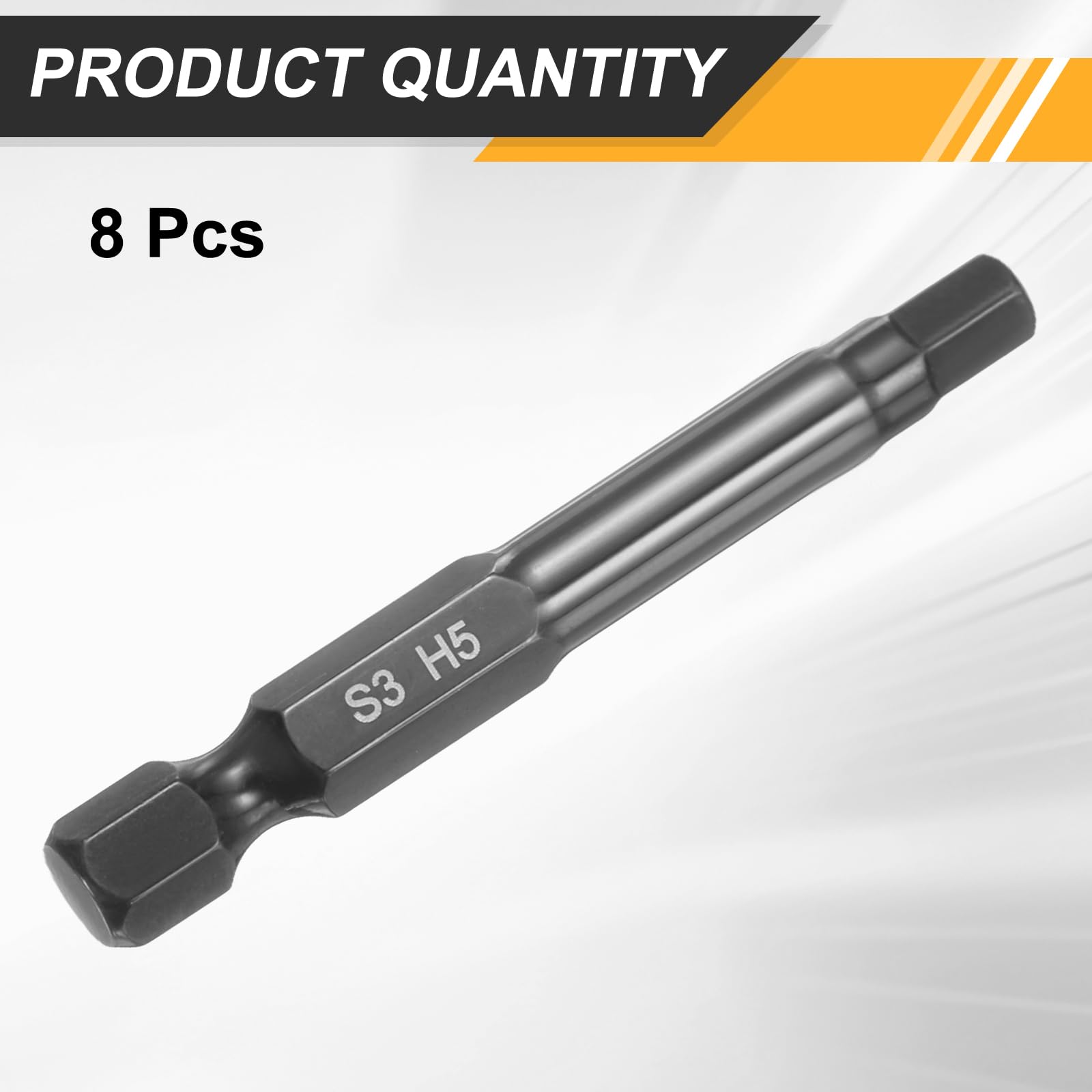 QUARKZMAN 8Pz Punte Cacciavite Piatte Testa Esagonale H5 (5mm) Punta Magnetiche Gambo Esagonale 1/4" Lunga 50mm (2") Lucidatura a Specchio Inserti per Avvitatore Metrico per Chiave
