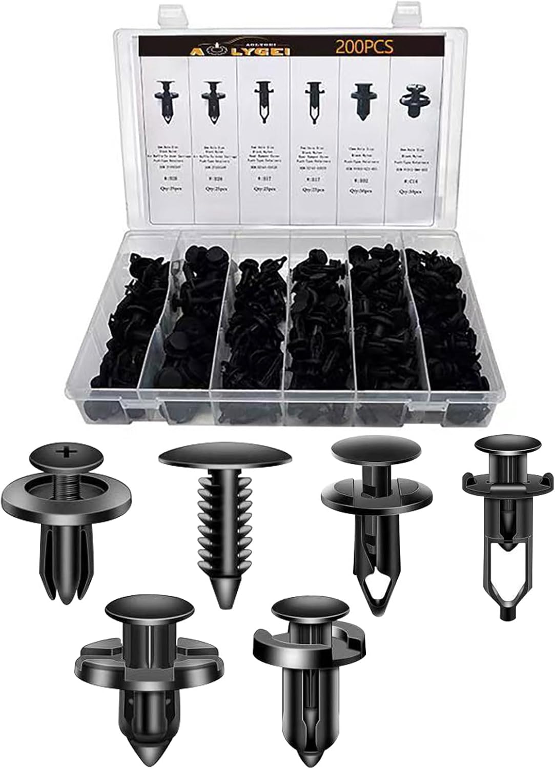 AOLYGEI Universal Plastic Fender Clips 200 Pcs Push Bumper Fastener