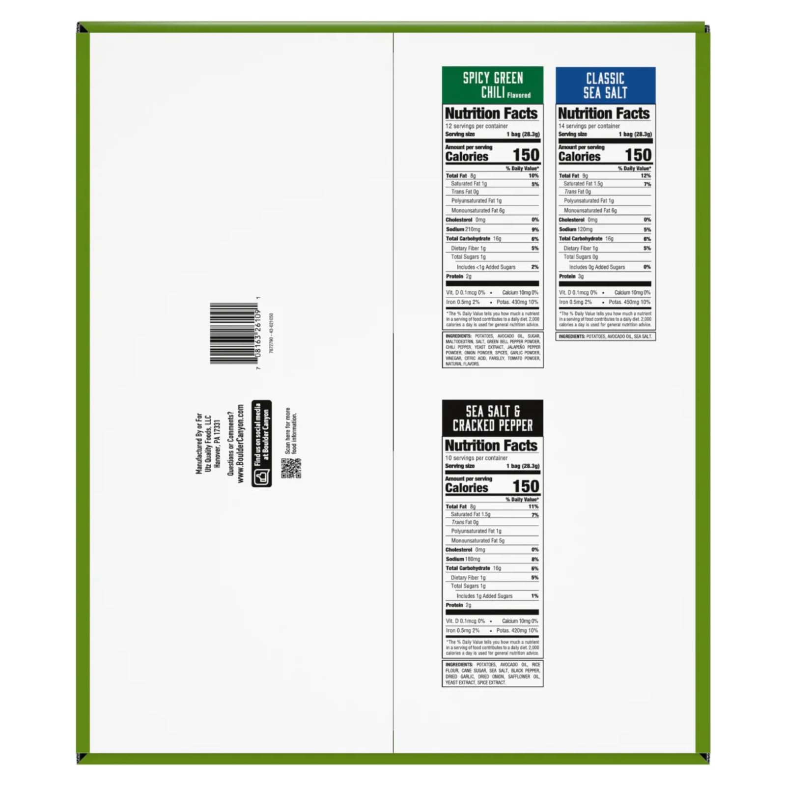 Boulder Canyon Avocado Oil Kettle Style Potato Chips, Variety Pack, 1 oz, 36 ct | 3 flavors thumbnail 3