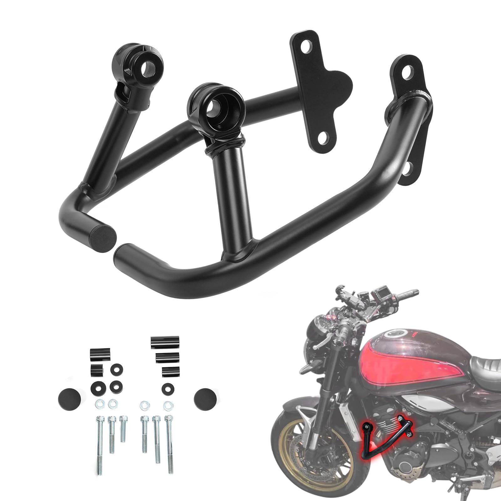 Protección de caída para Kawasaki Z900RS, protección del motor de motocicleta, compatible con Z900RS/SE/CAFE (2018-2024), protección de motor de alto rendimiento GFARDMOTO de acero con montaje
