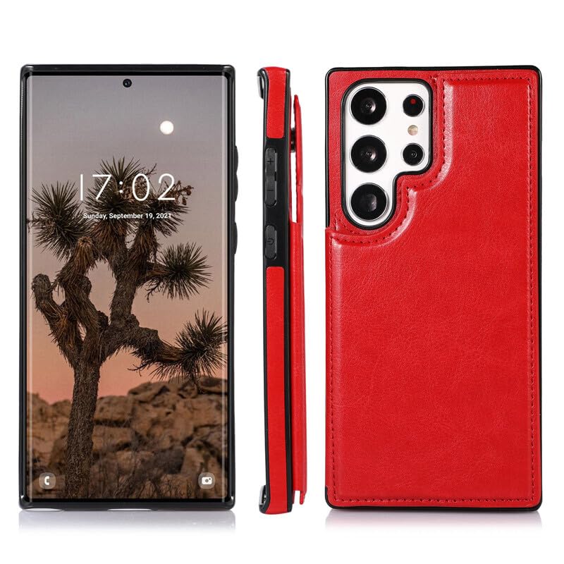 Coque Galaxy S23 Ultra rouge anti-rayure intégrale avec étui portefeuille