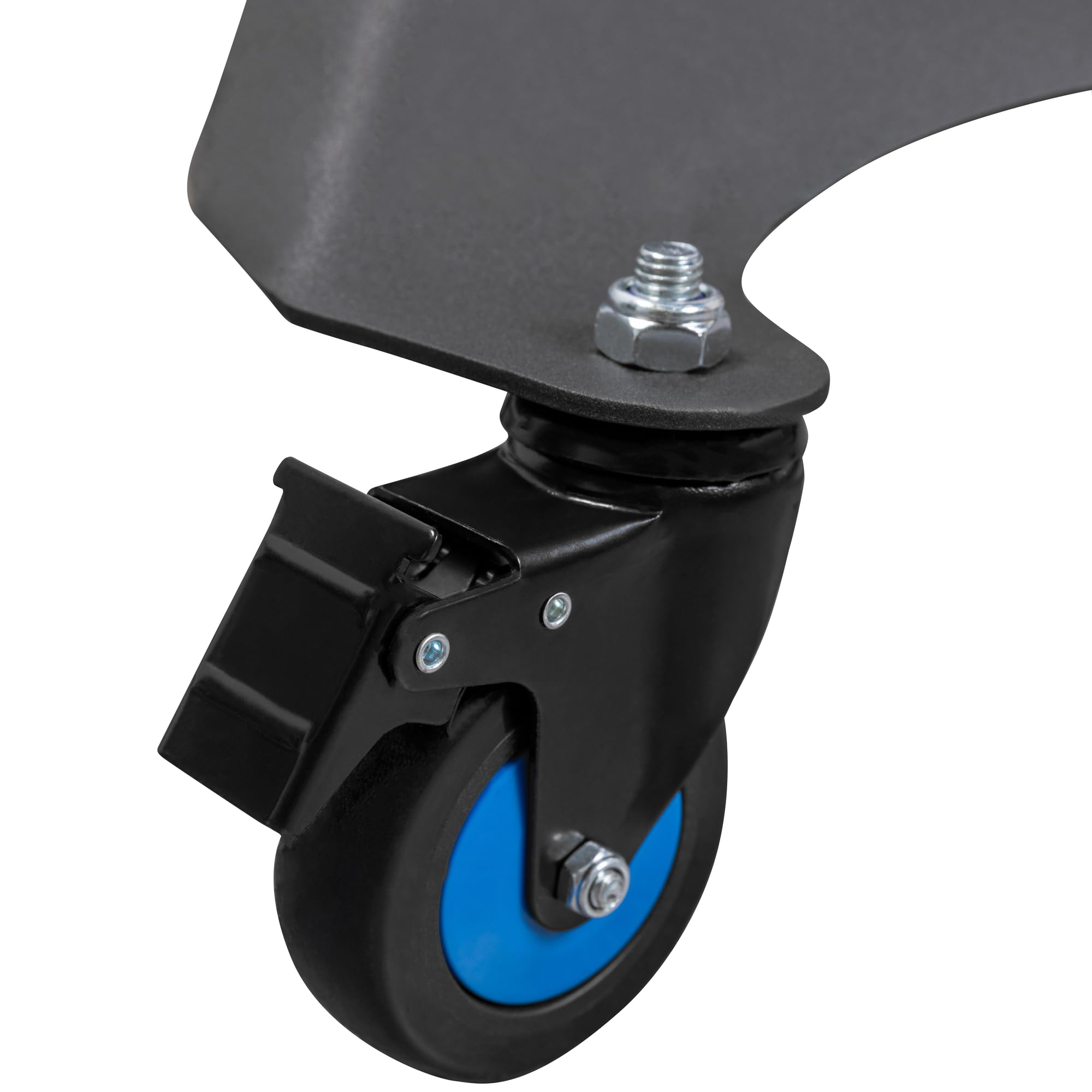 Högert Technik Mesa de Trabajo móvil HT7G564, Altura Regulable 86-120 cm, Capacidad 30 kg, Estructura en H para Taller, 4 Ruedas giratorias TPR con Freno, Azul-Negro