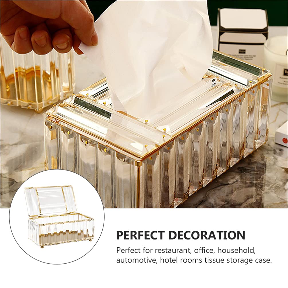 Didiseaon 1pc Box Tissue Box Organizer with Lid Towel Dispenser Dining Table Decor Napkin Holders for Tables Household Decor Makeup Towel Rack White Alloy Plus Crystal Glass Strip Thicken