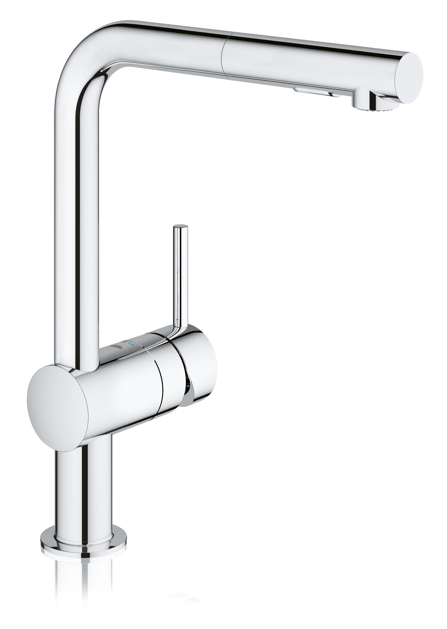 Grohe Minta Monomando de fregadero 1/2″, Caño en L, Teleducha extraíble con 2 chorros, Cromo, 30274000