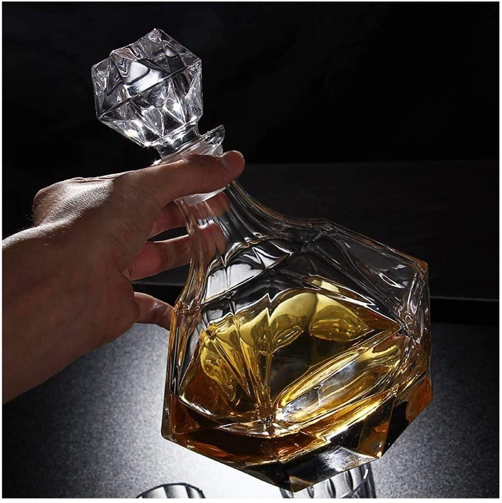 Stojak na butelki Stojak na wino Uchwyt na kieliszki do wina 7-częściowy zestaw karafek do whisky 100% bezołowiowa szklana karafka do whisky i spirytusu Kubek 800 ml Szklanki do picia w domu Restaur