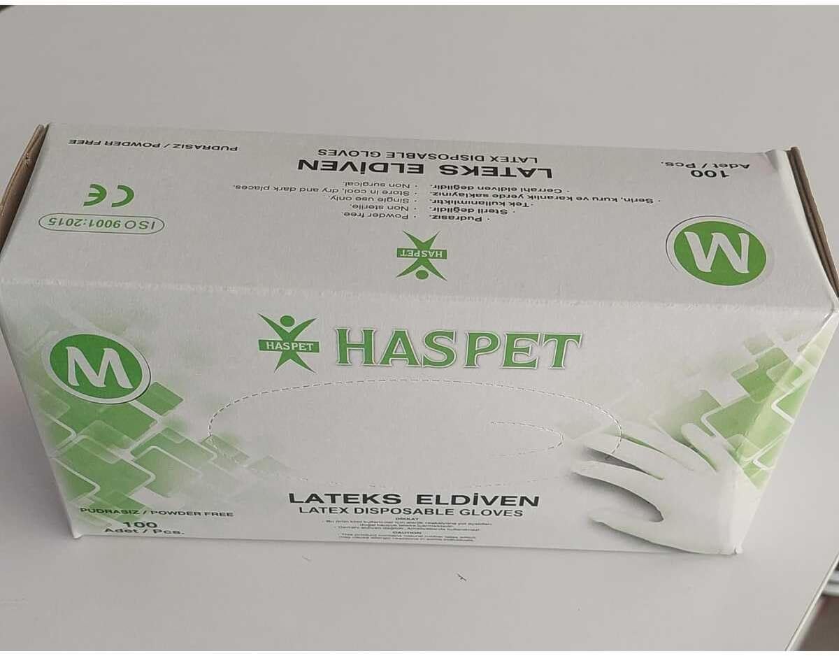 has-pet Haspet Latex Pudrasız Eldiven Medium 100'lü