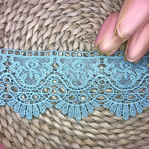 Little lane lace 9 cm Breite Europa Krone Muster Inelastische Stickerei Spitzenbesatz, Vorhang Tischdecke Slipcover Braut Selbermachen-Kleidung/Zubehör (3,7 Meter in einem Paket) (EIS blau) Cover