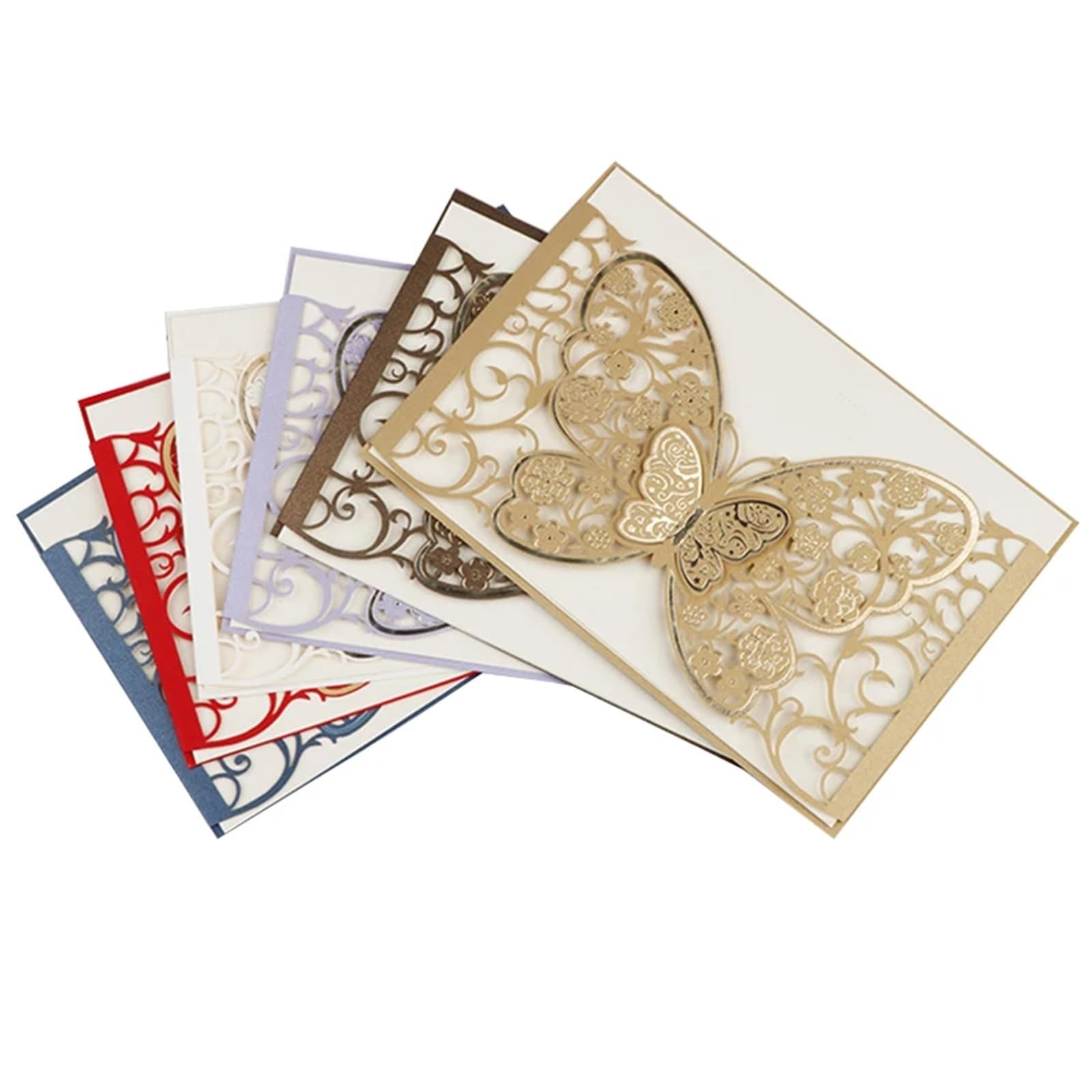 Schmetterlings-Einladungskarten, Laserschnitt, für Hochzeitseinladungen, Visitenkarten, Verlobung, Hochzeit, Dekoration, Partyzubehör, 50 Stück