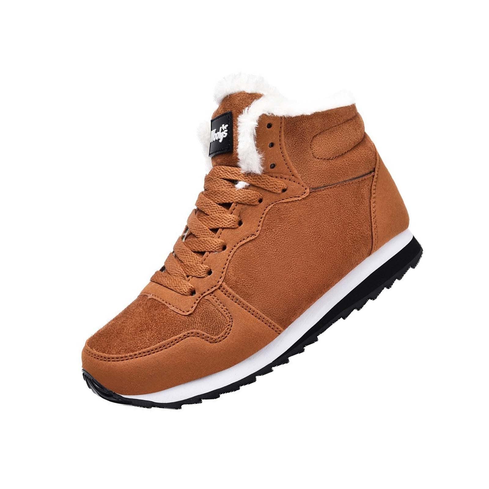 SRTUMEY Men's Snow Boots Mens Winter Boots Winter Snow Boots Waterproof Faux Fur Lined Ankle Boots Men Warm Walking Boots Lace Up Non-Slip Outdoor Boots Zip Size 5