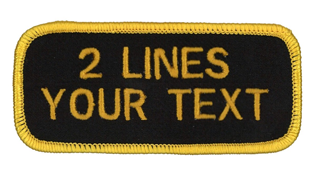 2 Line Name Patch Uniform-Work Shirt Personalized Embroidered Black-Gold Border