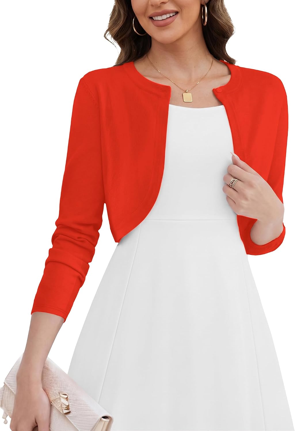 Women's Thin Shrugs Sweater Long Sleeve Lightweight Cropped Tops Open Front Cardigan for Dress