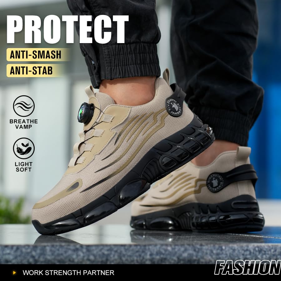 Image of Steel Toe Shoes for Men Women Safety Work Shoes Air Cushion Construction Industrial Shoes Safety Shoes Lightweight Steel Toe Sneakers for Men