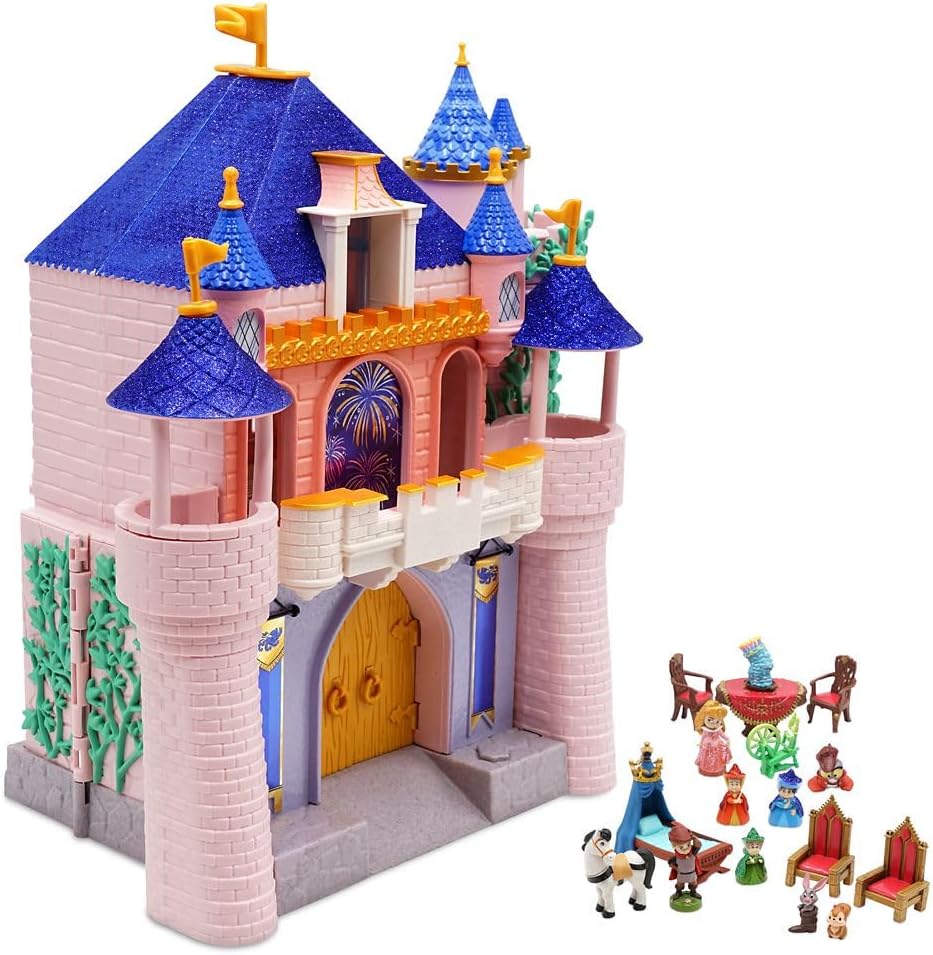 Disney Store Animators' Collection Deluxe Sleeping Beauty Doll House - 17-Piece Castle Playset with Princess Figures, Spinning Dancefloor, Music, and Fun Accessories