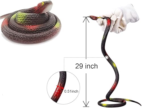 Miniatura 4 de Serpientes de goma realistas – 4 piezas de serpiente de goma falsa de 29 pulgadas para mantener alejados a los pájaros, serpiente realista de goma