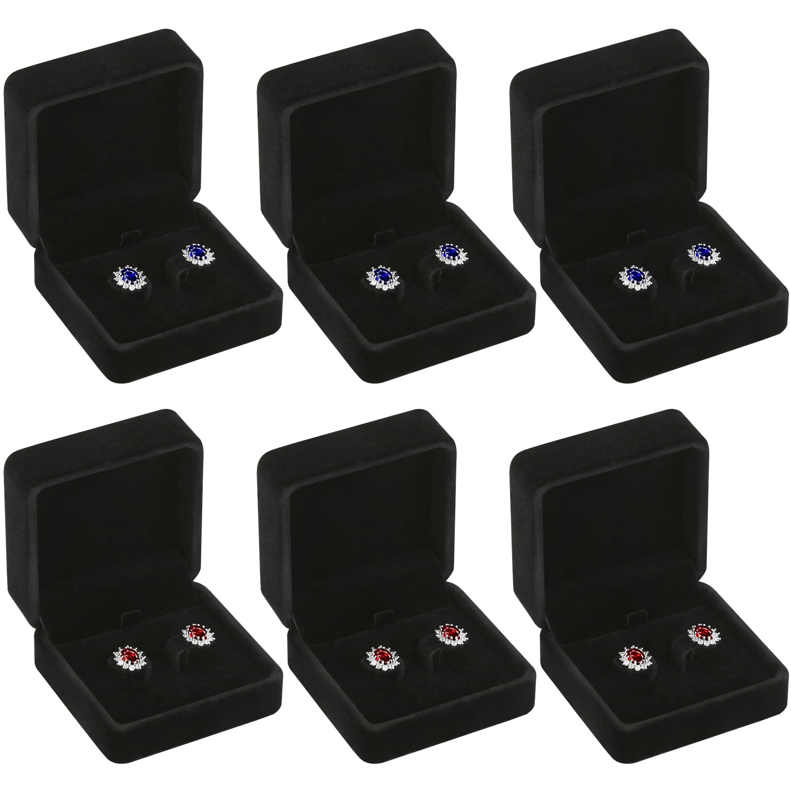 LETURE 6 Pieces Velvet Jewelry Gift Boxes for Necklace Pendant Bracelet Ring Earring, Jewelry Storage Display Case for Christmas Wedding Engagement Birthday Anniversary (Earring Box -6PCS)