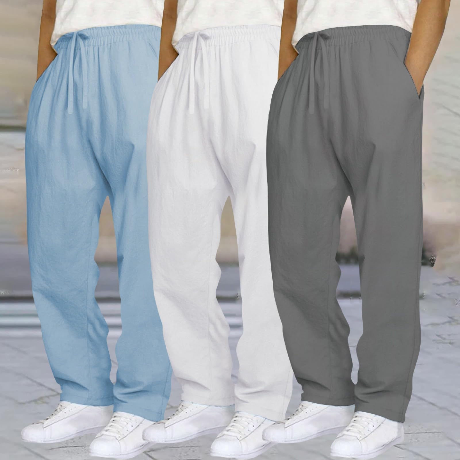 Générique Pantalon De Travail Homme Pantalon Homme Confortable Polyvalent Durable Ceinture Élastique Couture Renforcée Idéal Quotidien Été Printemps Mode Frais Cool
