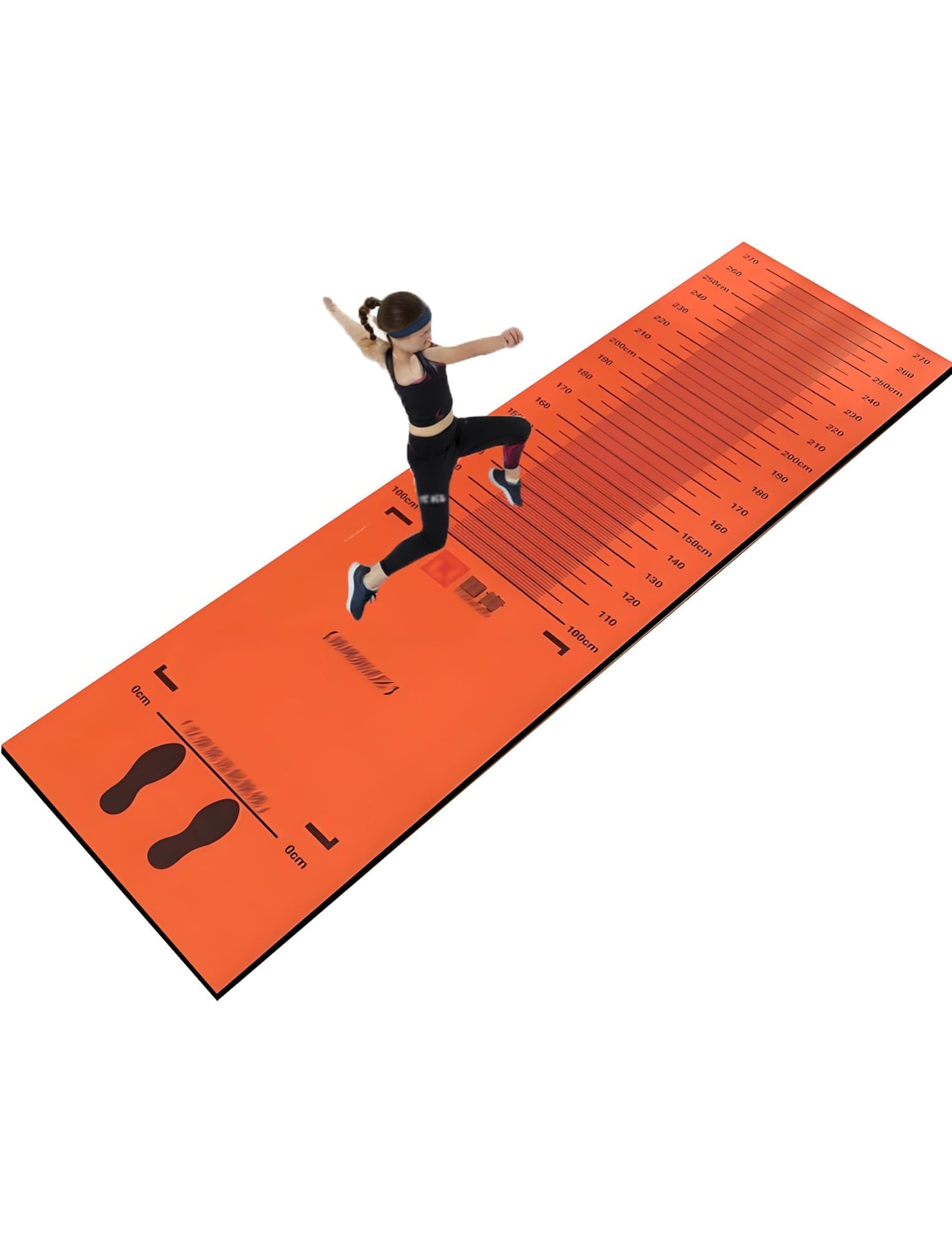 Standing Long Jump Mat Long Jump Indoor Standing Measuring Mat Non Slip Broad Measurement Pad with Storage Bag(Orange,310x90cm/122.05x35.43in)
