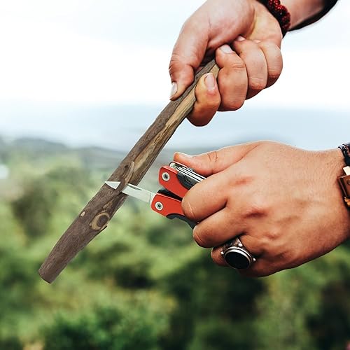 Miniatura 7 de Knack - Multiherramienta 11 en 1, herramienta plegable de bolsillo de acero inoxidable de 3 pulgadas con bolsa de transporte (rojo)