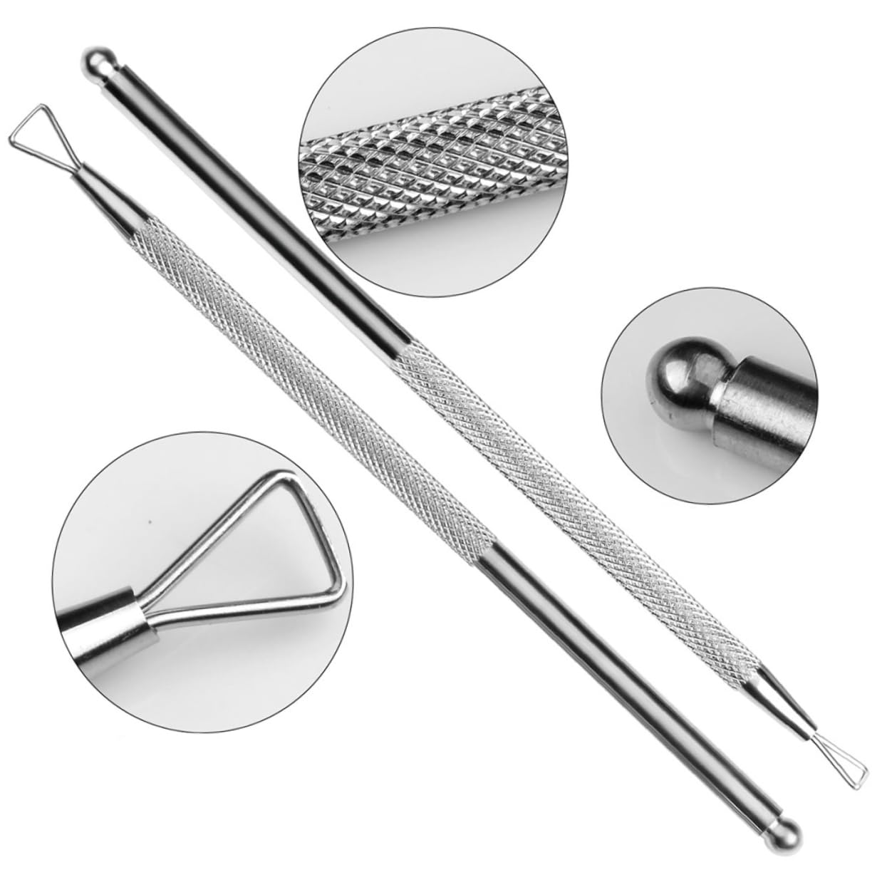 HAPINARY 3pcs Stainless Steel Cuticle Pusher Triangle Round Double-side Nail Polish Remover for Instant Cuticle Removal