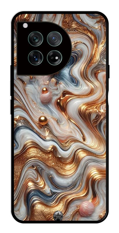 TUKON | Compatible for OnePlus 11R Mobile Phone Back Cover 2D Metal | for Boys Girls | Gold White Printed Rubber Silicone Soft TPU Sides with Camera Protection