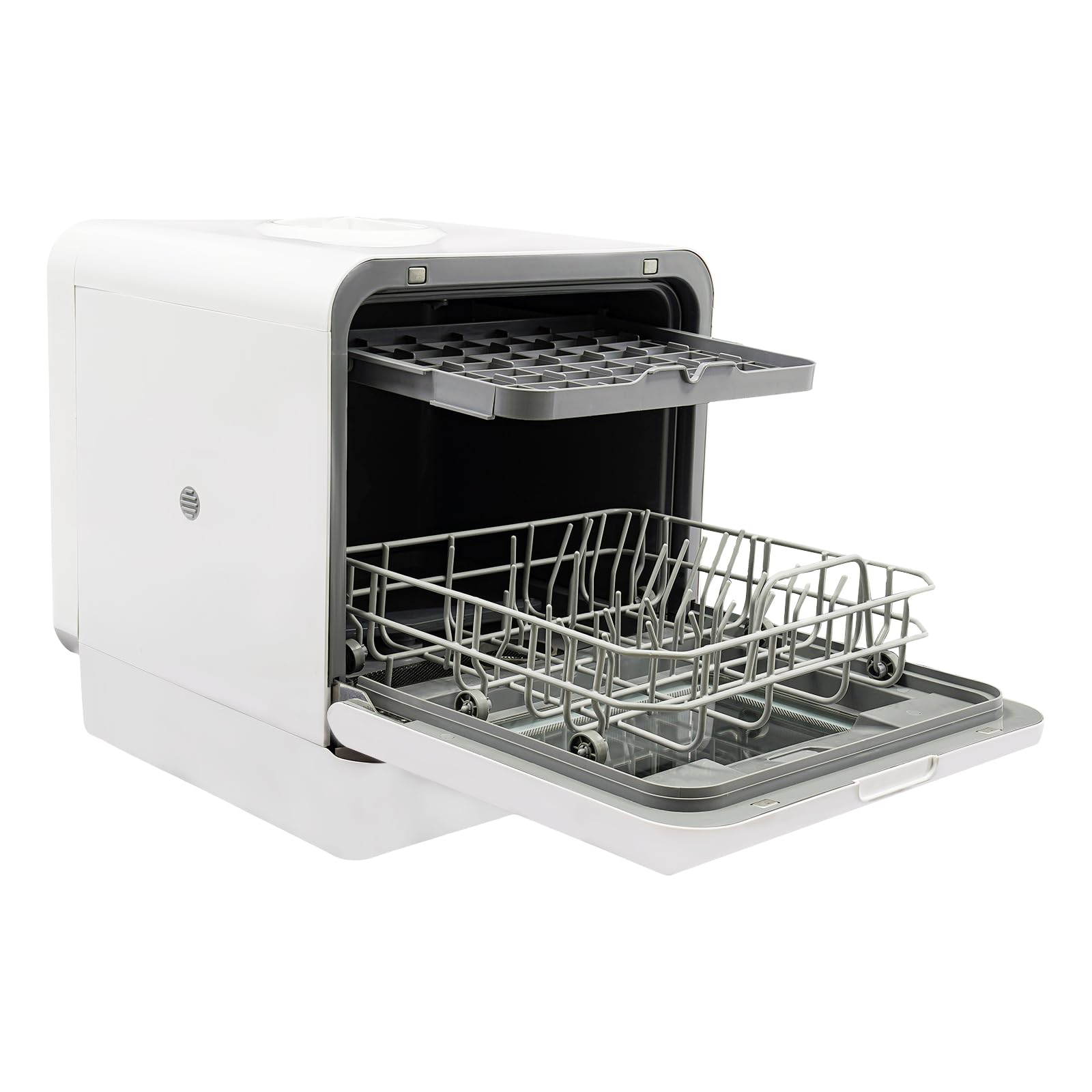 1100W Lavastoviglie da Tavolo Portatile, Compatta 220V con Serbatoio Integrato in ABS PP Vetro Bianco per Cucine Piccole Appartamenti Famiglie