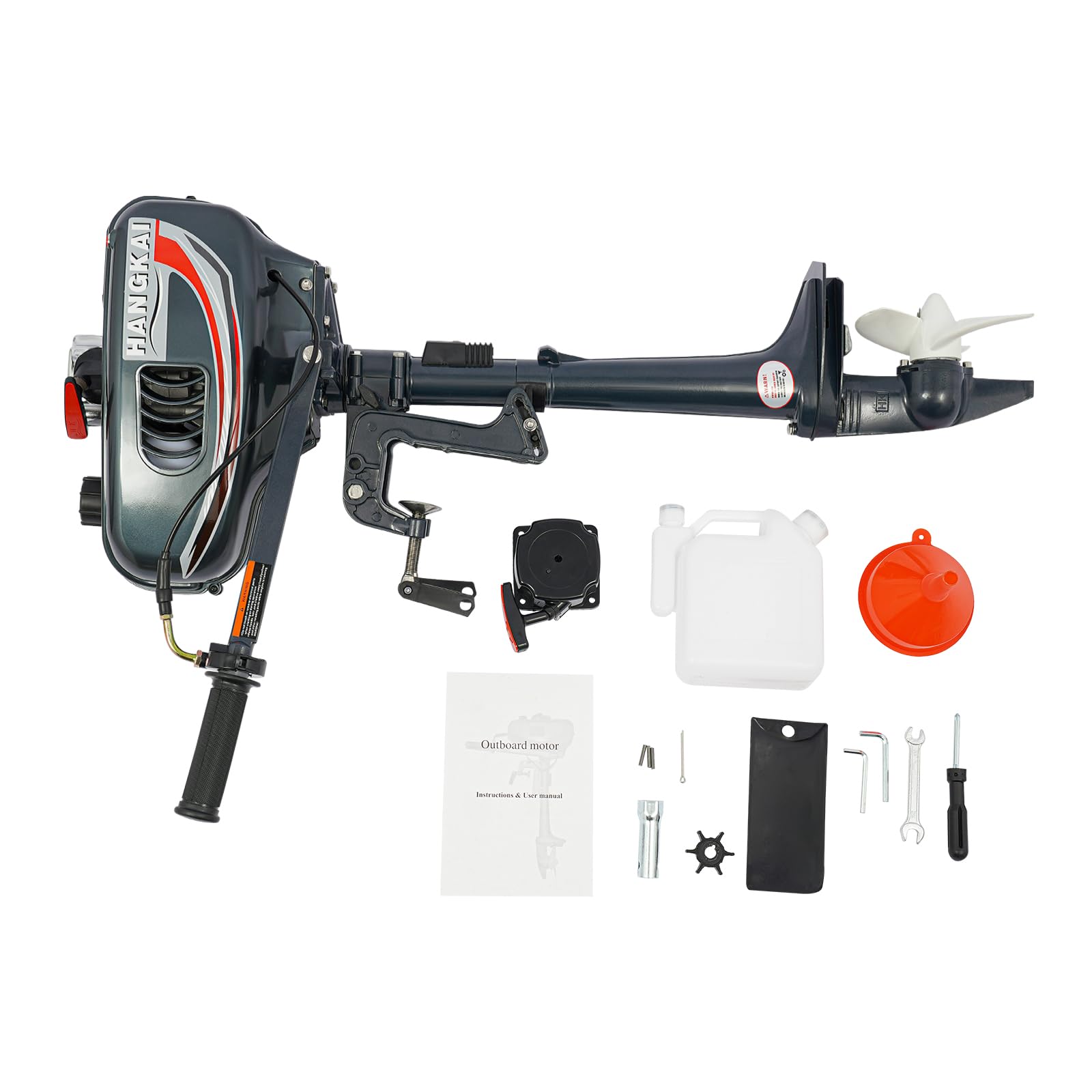 Motor eléctrico para barco 2500W 4000–5000 rpm Motor fuera de borda eléctrico de 3,5 CV con sistema de encendido CDI y función de inclinación/elevación, motor eléctrico fuera de borda motor de barco