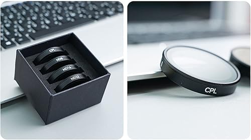 Miniatura 9 de Juego de 4 filtros ND para DJI Osmo Action 3, CPL ND8 ND16 ND32 vidrio óptico multicapa recubierto de aleación de aluminio marco filtro para cámara