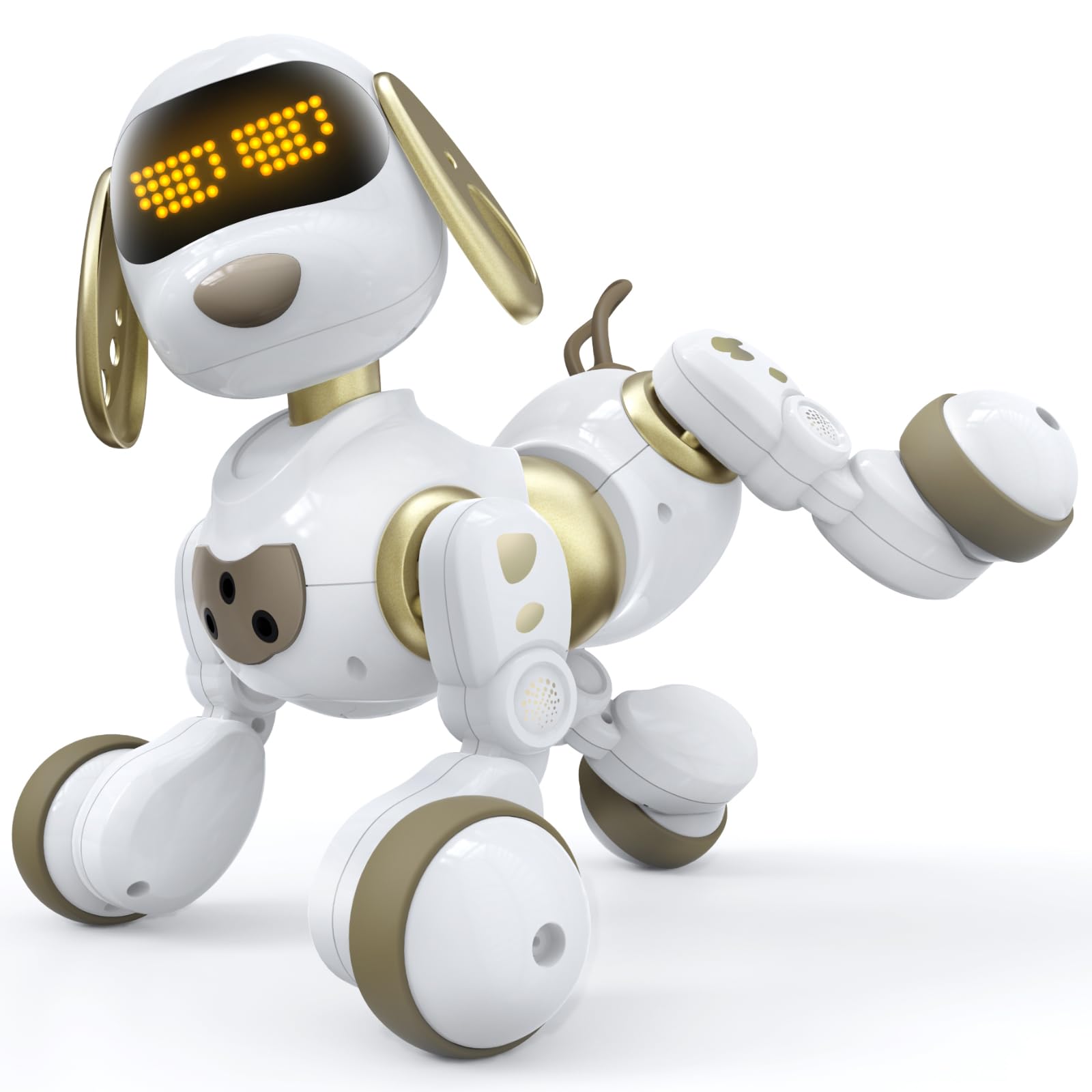 Ruko 18011 Remote Control Robot Dog Toy, Programmable Smart Interactive Pet Puppy with LED Eyes, Sound and Touch Intelligent Robotic Dogs, Ideal Gift for Boys & Girls Age 3 4 5 6 7 8 9, Gold