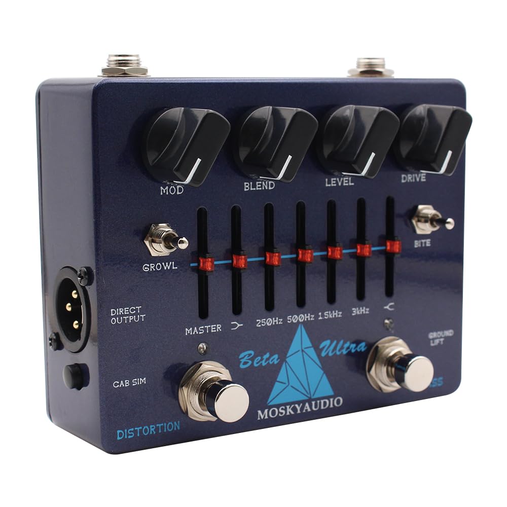 BETA ULTRA Basso Elettrico Distorsione Preamplificatore Effetto Pedale 6 Bande EQ Grafico Uscita Cuffie 1/8"