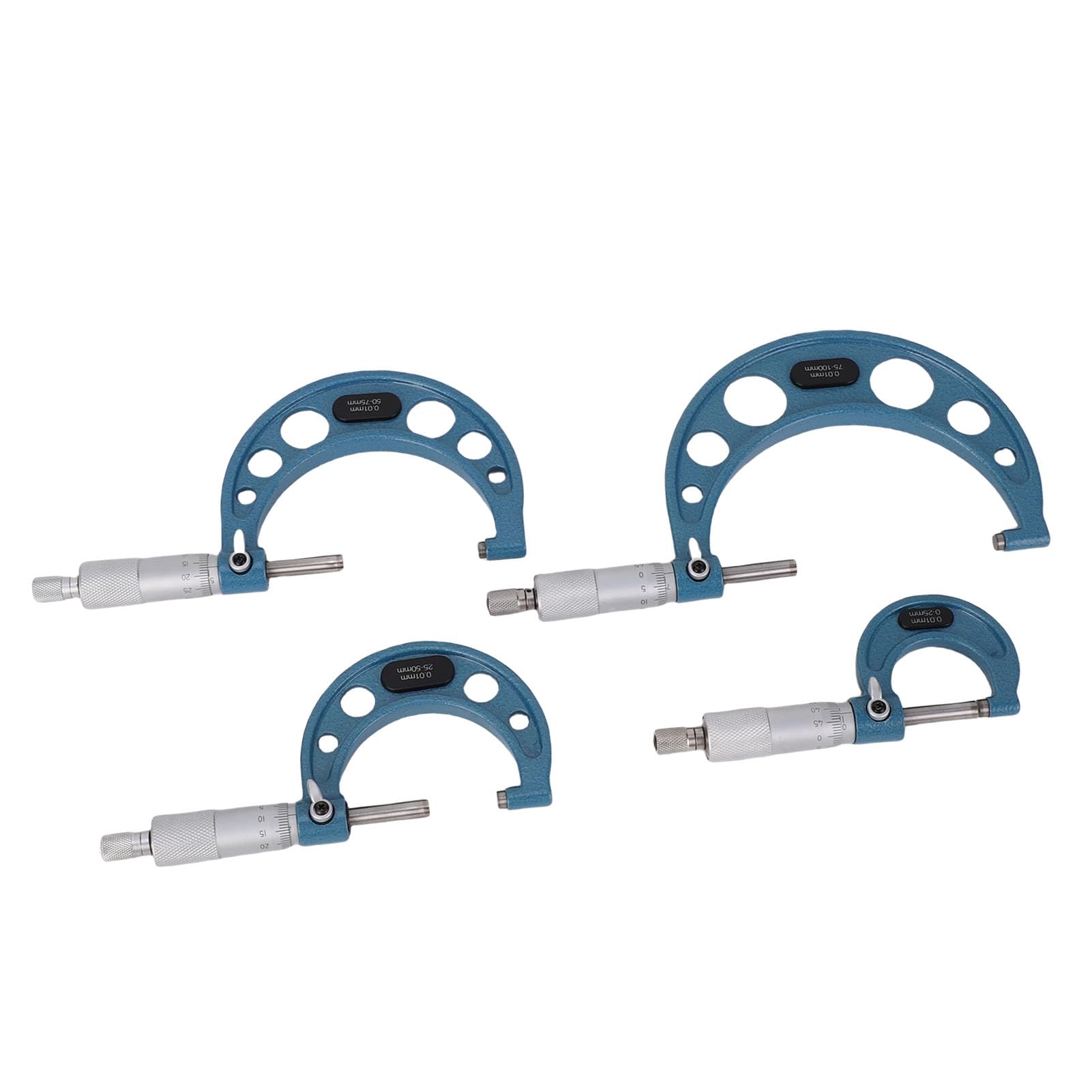 Naroote 4-teiliges Außenmikrometer-Set, 0 Bis 100 Mm Bereich, Außen-Mikrometer-Set, 0,01 Mm Präzisions-Maschinisten-Werkzeugsatz aus Hartmetall für Präzise Messarbeiten