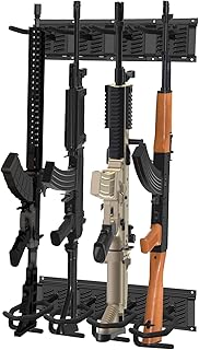 Nandae Upgrade Gun-Rack for Wall, Heavy Duty Steel Gun-Rack-Wall-Mount, Adjustable 1/4/8 Slot Indoor-Gun-Racks for Home or Garage Safe Hunting Gun Storage - Holds up to 4 Long Guns - Nandae