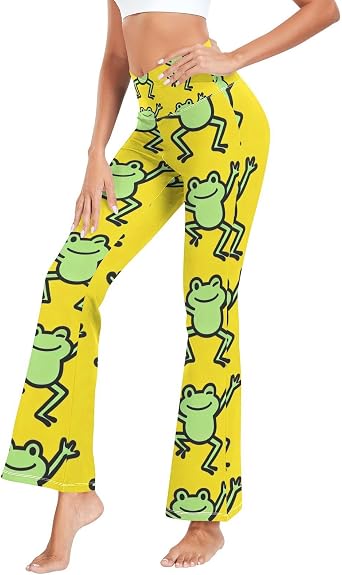 GuoChe Yellow Frog Bootcut Yoga Pants Lightweight for Yoga