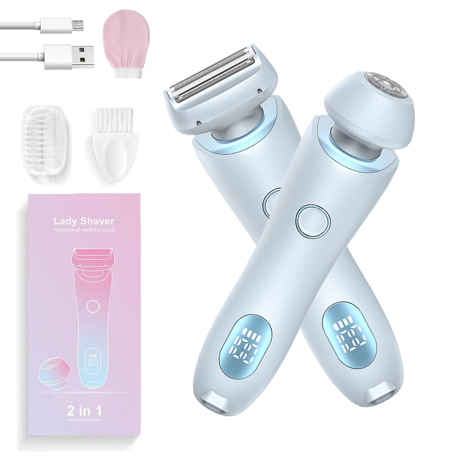 Glisse Pro Haarentferner Boulina, Boulina Rasierer Damen, Rasierer Damen Elektrisch, Ipx7 Waterproof, Cordless USB Wet/Dry Epilator With LED Display, For Face, Bikini, Legs, Arms, Body