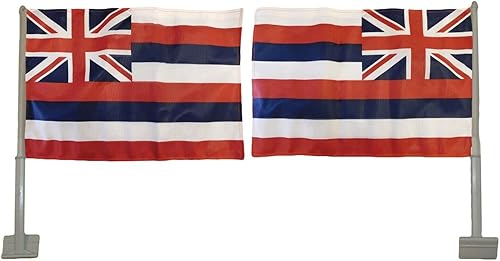 Paquete de 12 banderas de coche premium de punto de Tex, hawaiano hawaiano de doble cara, 12 x 18 pulgadas